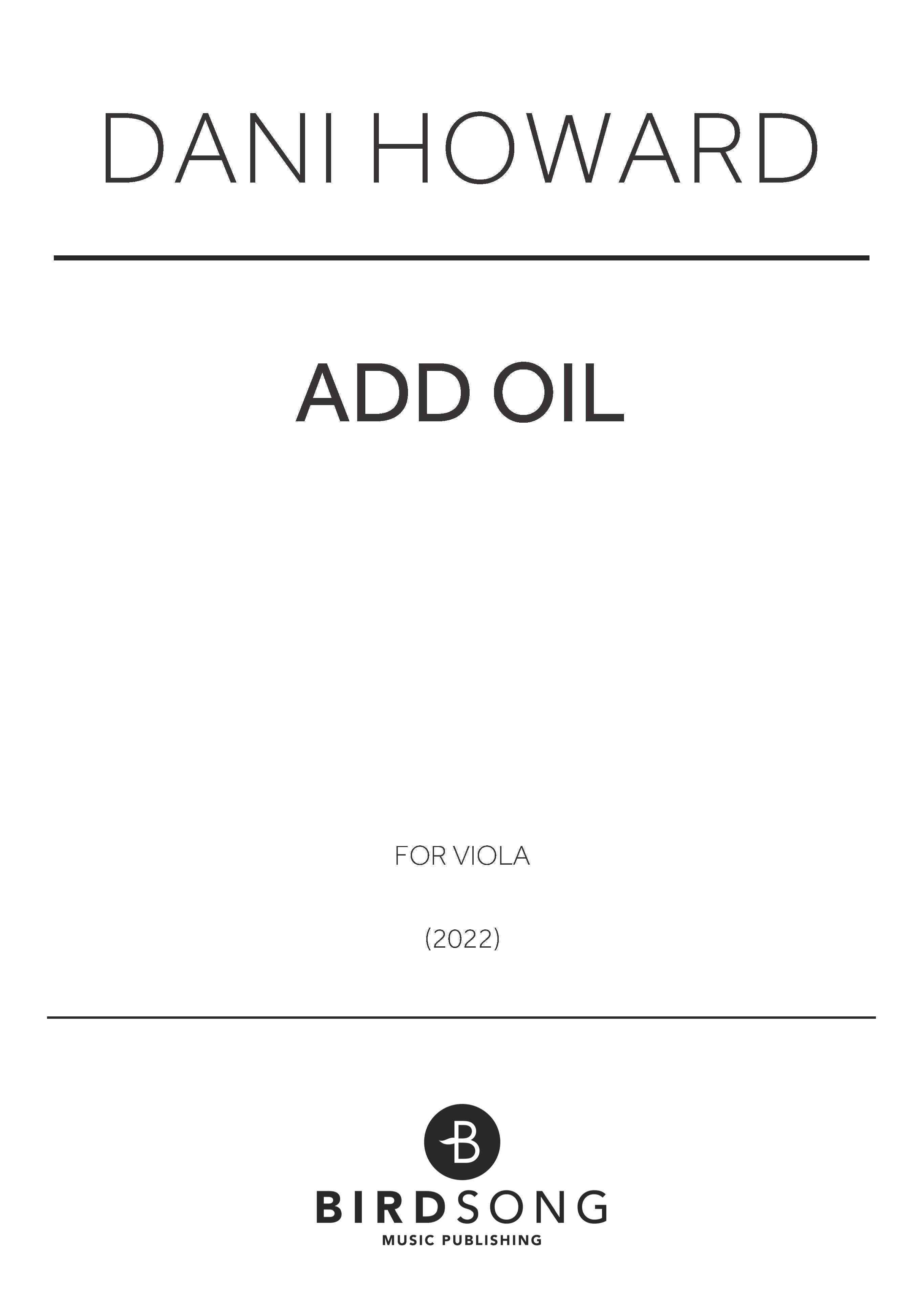 Add Oil - Dani Howard - Viola (Digital Download)