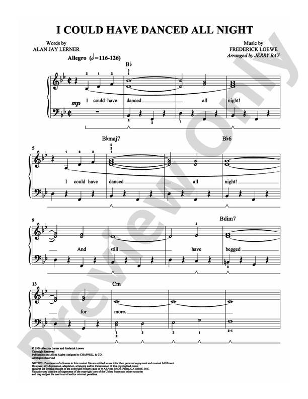 I Could Have Danced All Night - Arr. Jerry Ray - Easy Piano (Digital Download)
