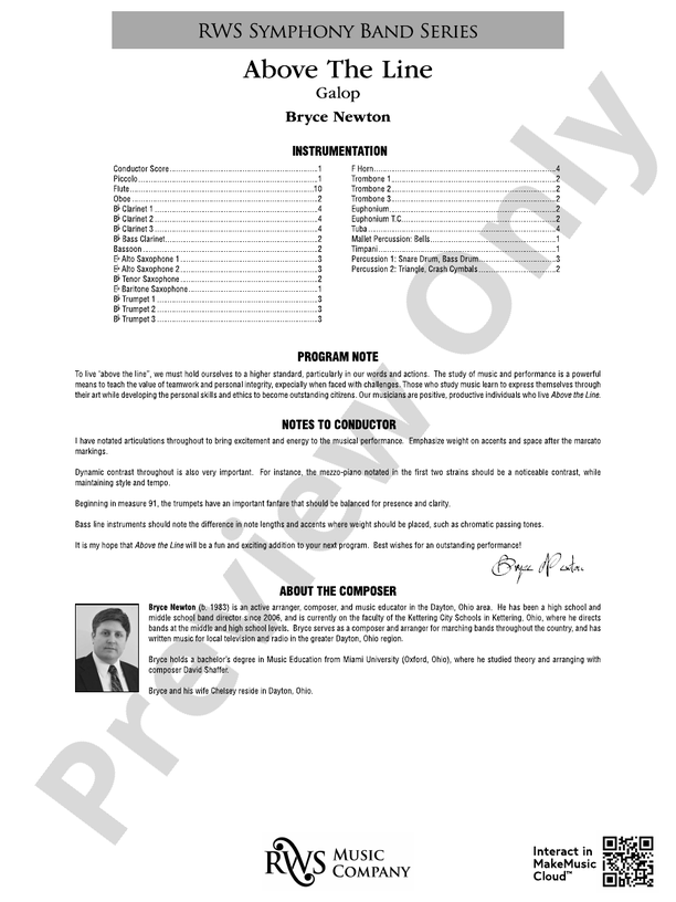 Above the Line - Galop - Concert Band Conductor Score & Parts (Digital Download)