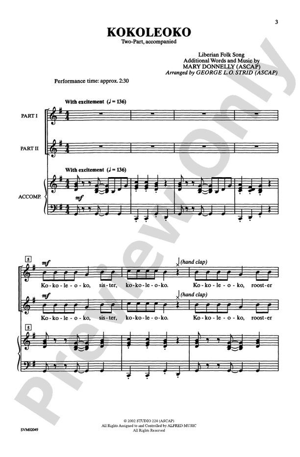Kokoleoko – 2-Part Choral Octavo (Digital Download)