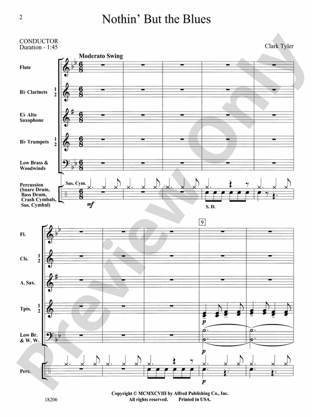 Nothin' but the Blues - Concert Band Conductor Score & Parts (Digital Download)