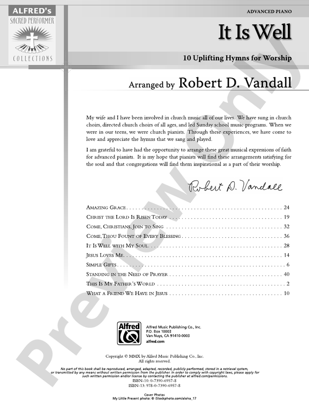 It Is Well: 10 Uplifting Hymns for Worship - Piano (Digital Download)