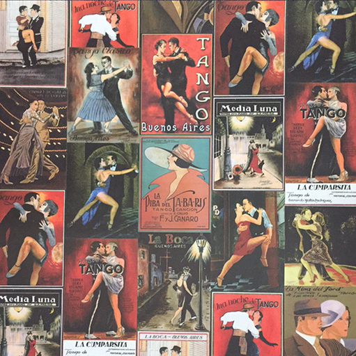 Dance Wrapping Paper Vintage Tango Posters Single Sheet