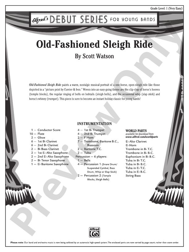 Old-Fashioned Sleigh Ride - Concert Band Conductor Score & Parts (Digital Download)