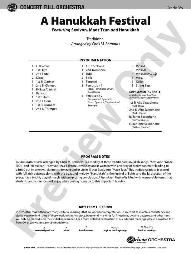 A Hanukkah Festival - Full Orchestra Conductor Score & Parts (Digital Download)