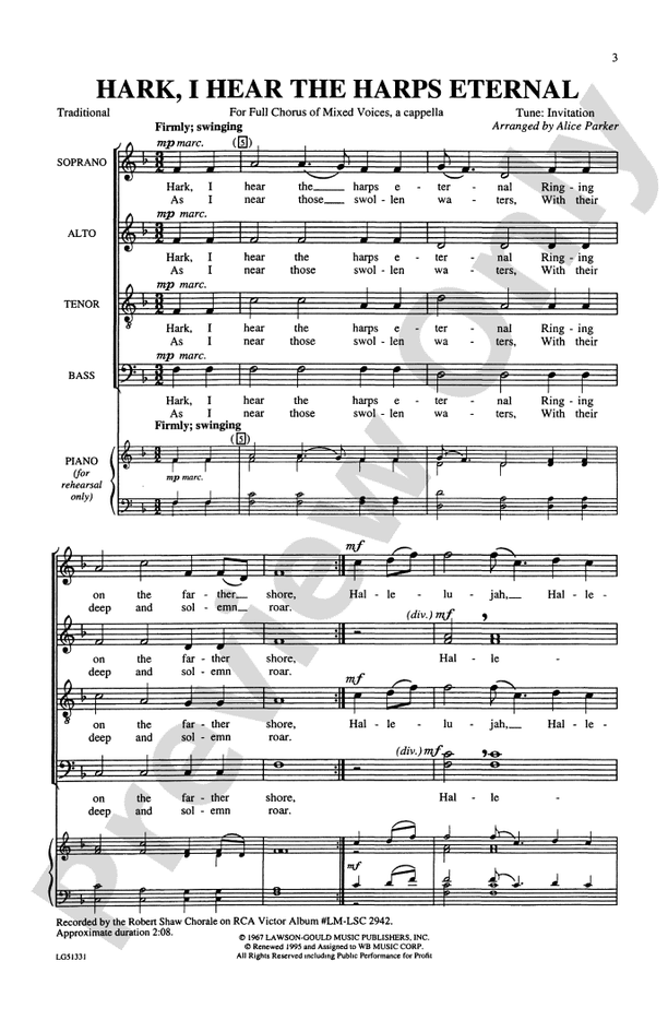 Hark, I Hear the Harps Eternal – SATB, a cappella Choral Octavo (Digital Download)