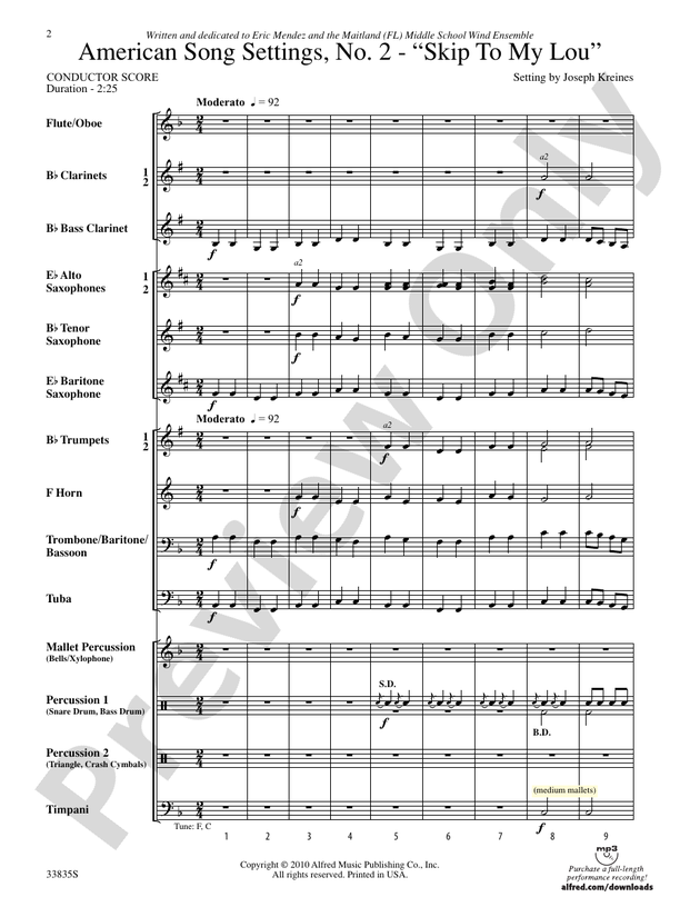 American Song Settings, No. 2 - Concert Band Conductor Score & Parts (Digital Download)