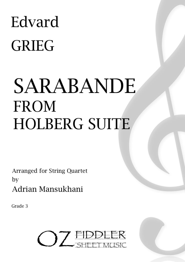 Grieg - Sarabande, from Holberg Suite - Arr. Adrian Mansukhani - String Quartet (Digital Download)