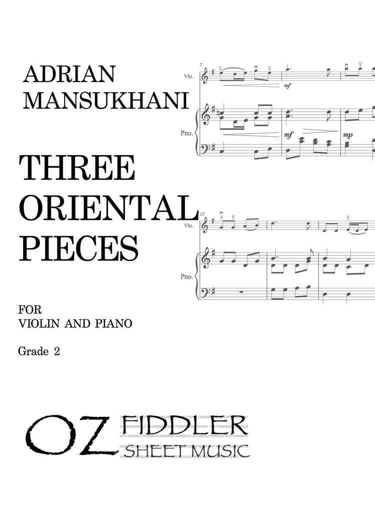 Three Oriental Pieces - Adrian Mansukhani - Violin/Piano Accompaniment (Digital Download)