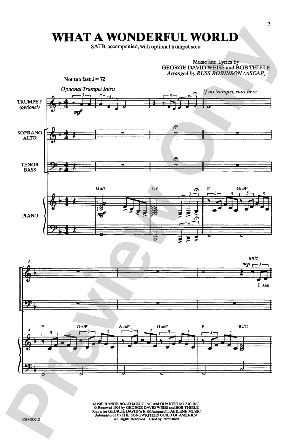 What a Wonderful World - Arr. Russell L. Robinson - SATB Choral Octavo (Digital Download)