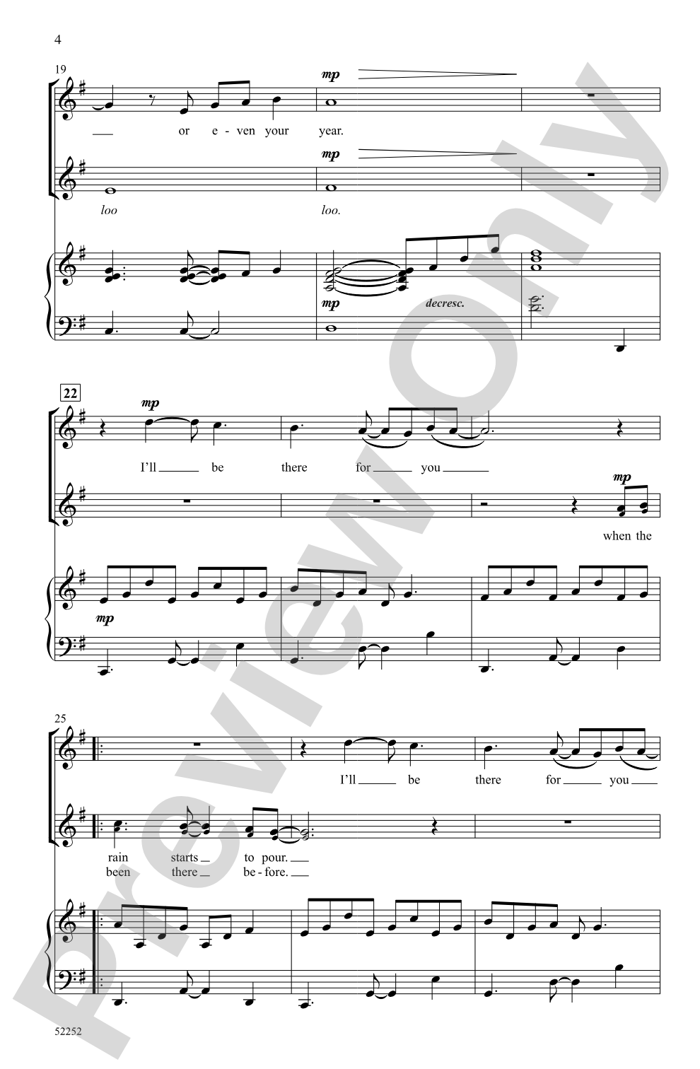 I'll Be There for You - 2-Part/SSA Choral Octavo (Digital Download)