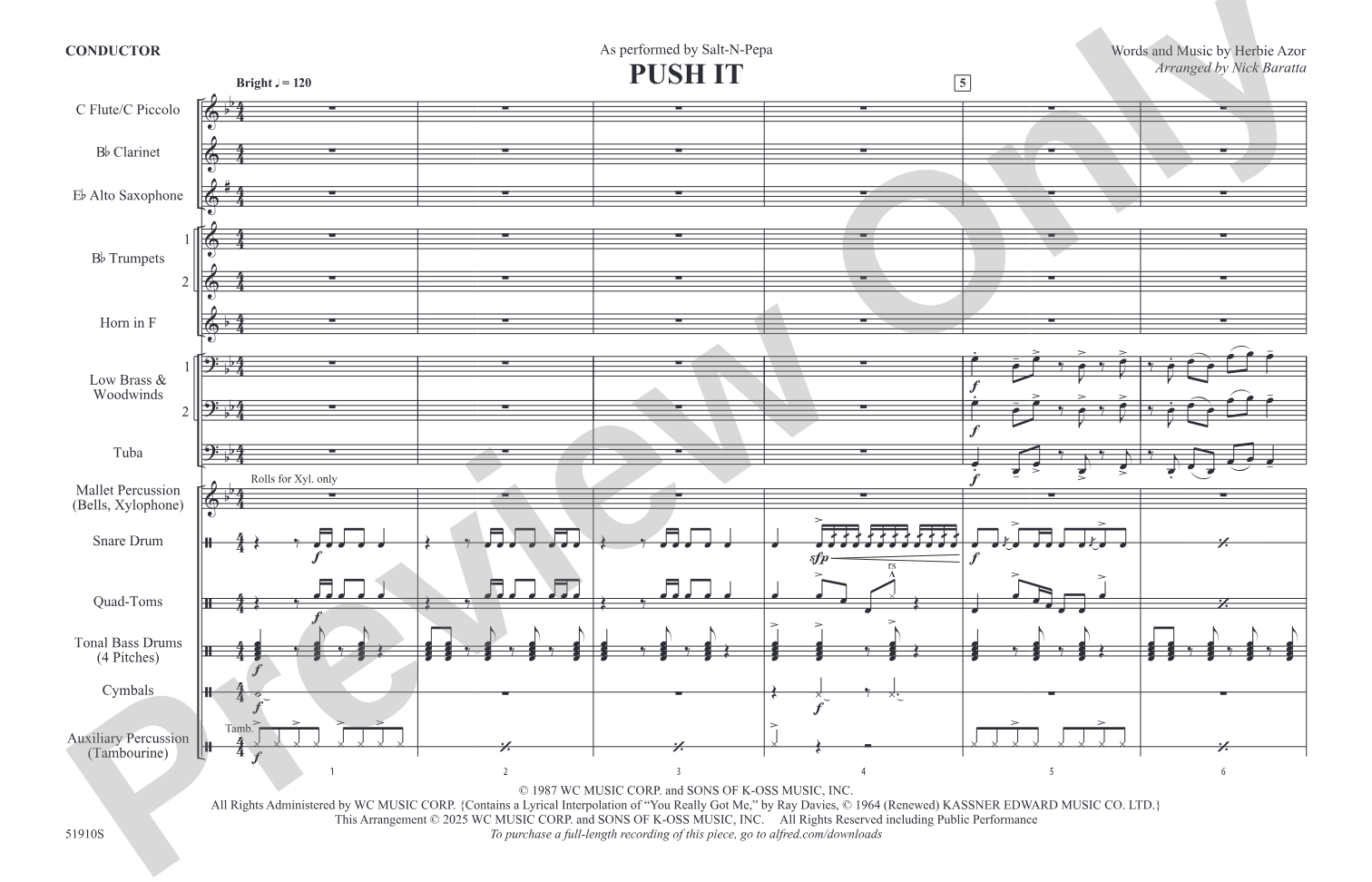 Push It– Marching Band Conductor Score & Parts (Digital Download)