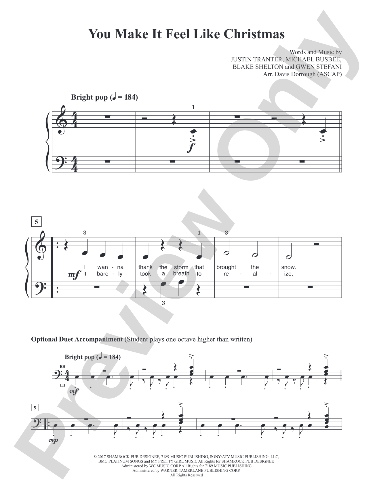 You Make It Feel Like Christmas (Gwen Stefani) - Alfreds Basic Lvl 1A - Piano/Vocal - Digital Download