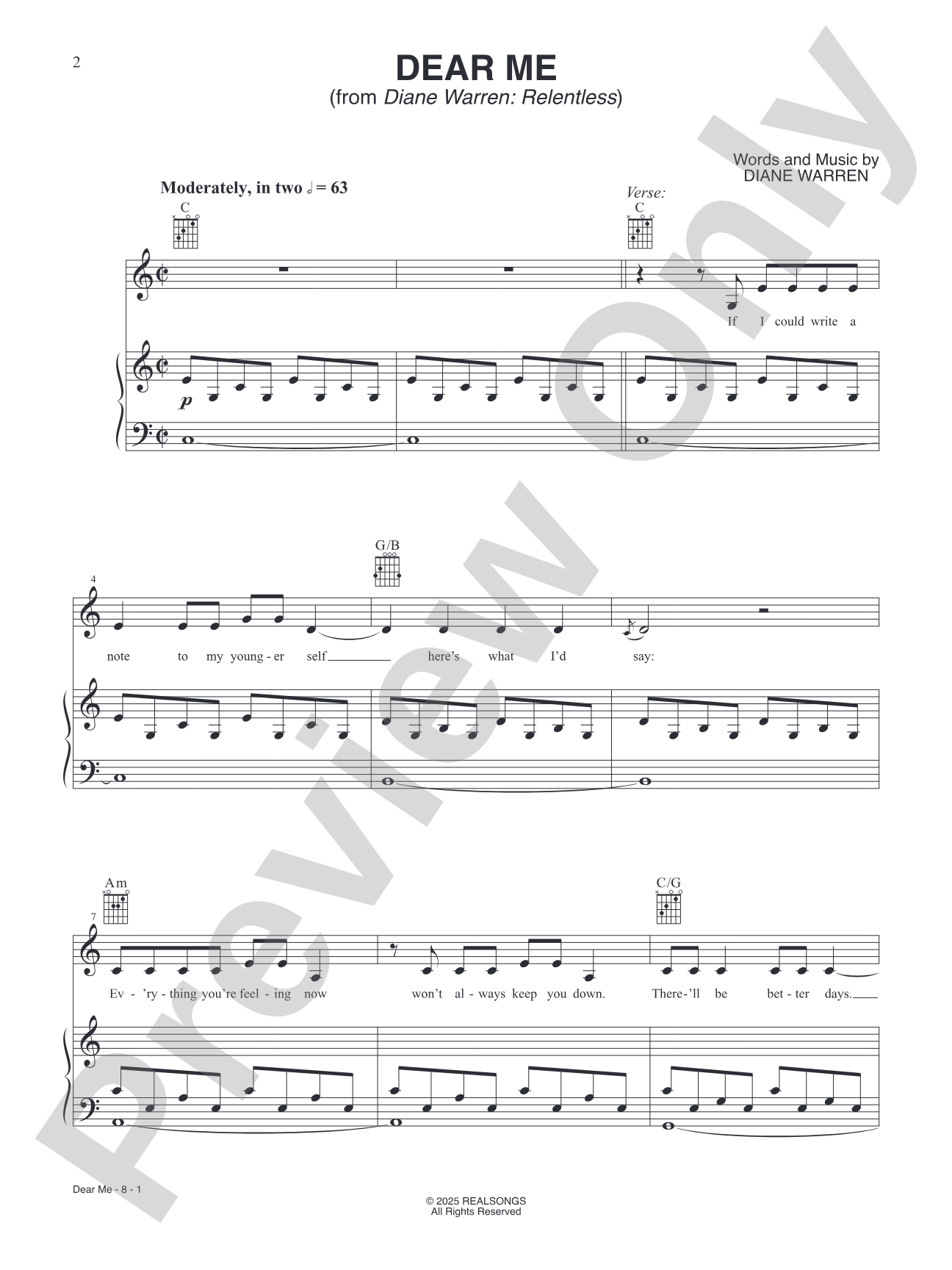 Dear Me: From the Motion Picture Diane Warren: Relentless - PVG (Digital Download)