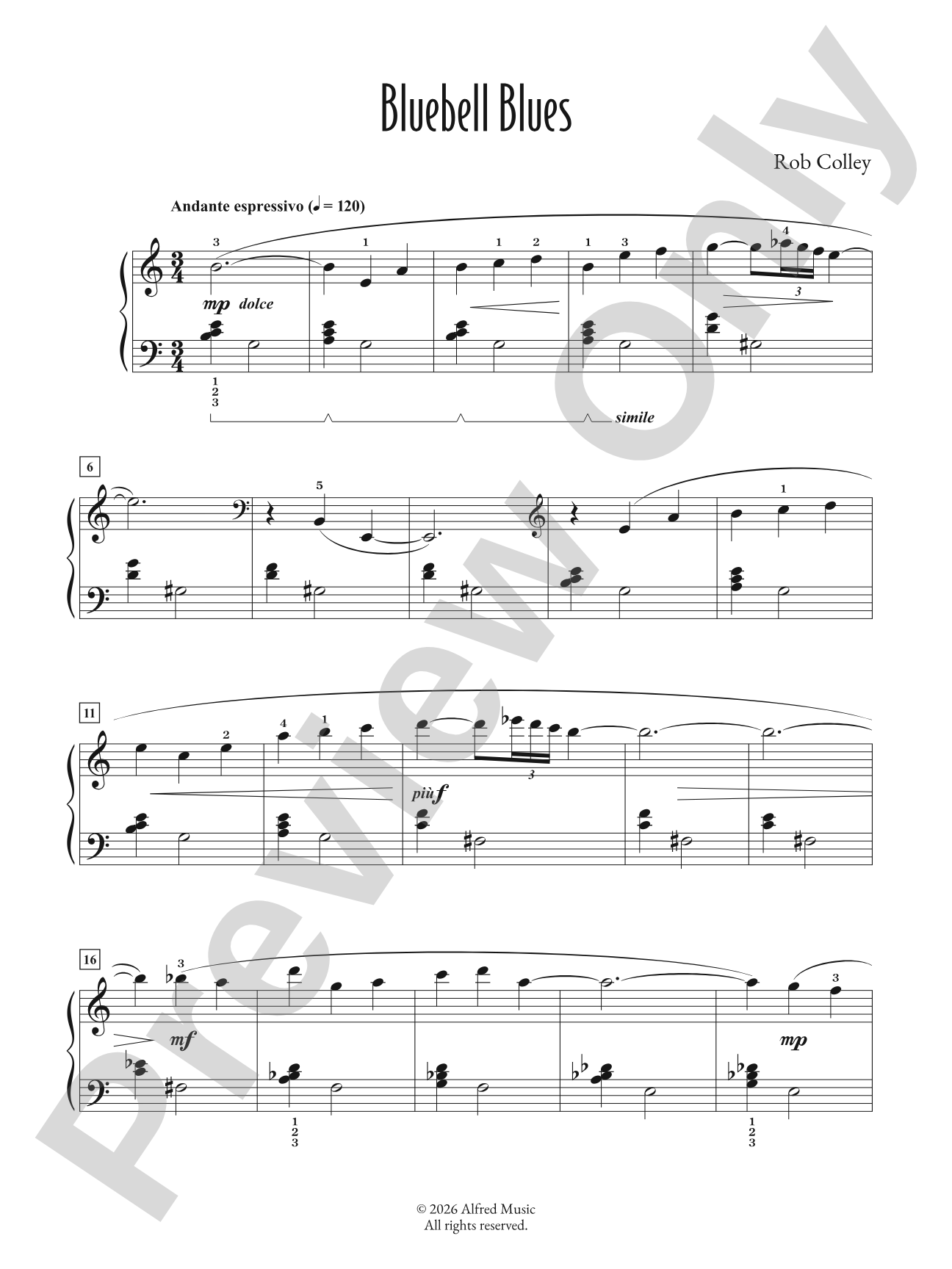 Bluebell Blues - Piano (Digital Download)