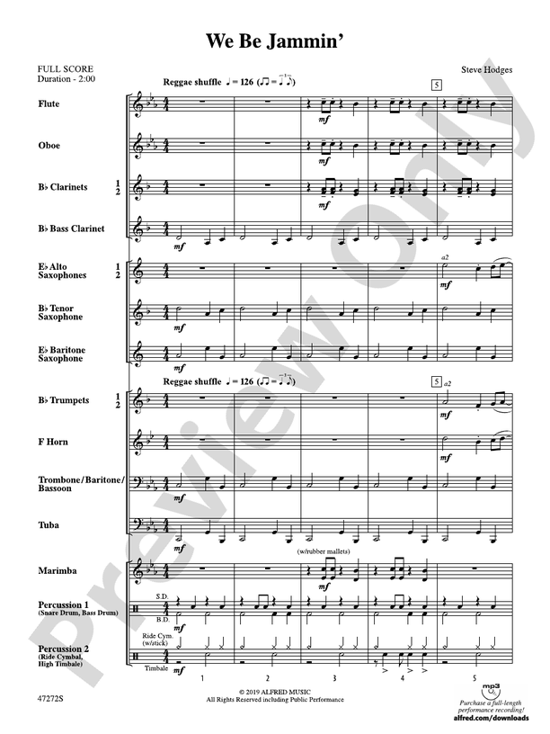 We Be Jammin' - Concert Band Conductor Score & Parts (Digital Download)