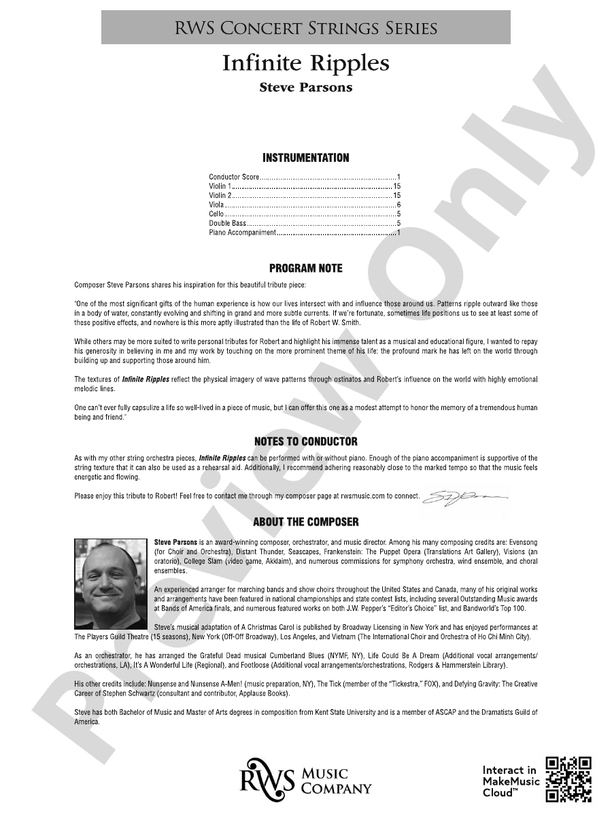 Infinite Ripples - String Orchestra Conductor Score & Parts (Digital Download)