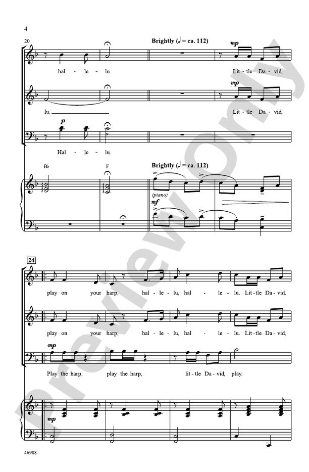 Little David, Play on Your Harp – 3-Part Mixed Choral Octavo (Digital Download)