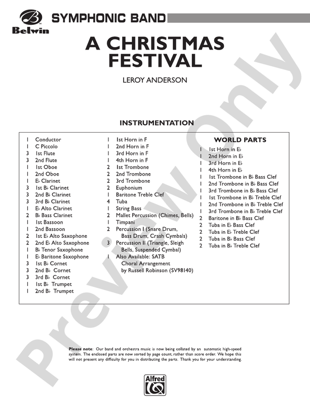 A Christmas Festival (Grade 4) - Concert Band Conductor Score & Parts (Digital Download)