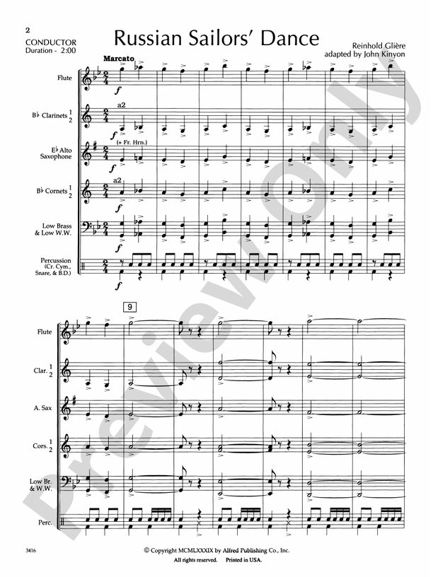 Russian Sailors' Dance - Concert Band Conductor Score & Parts (Digital Download)