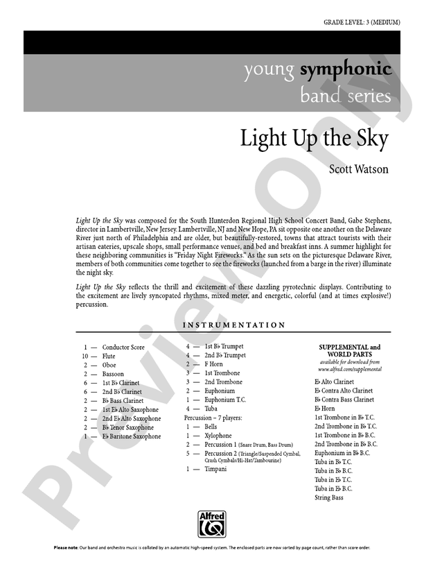 Light Up the Sky - Concert Band Conductor Score & Parts (Digital Download)