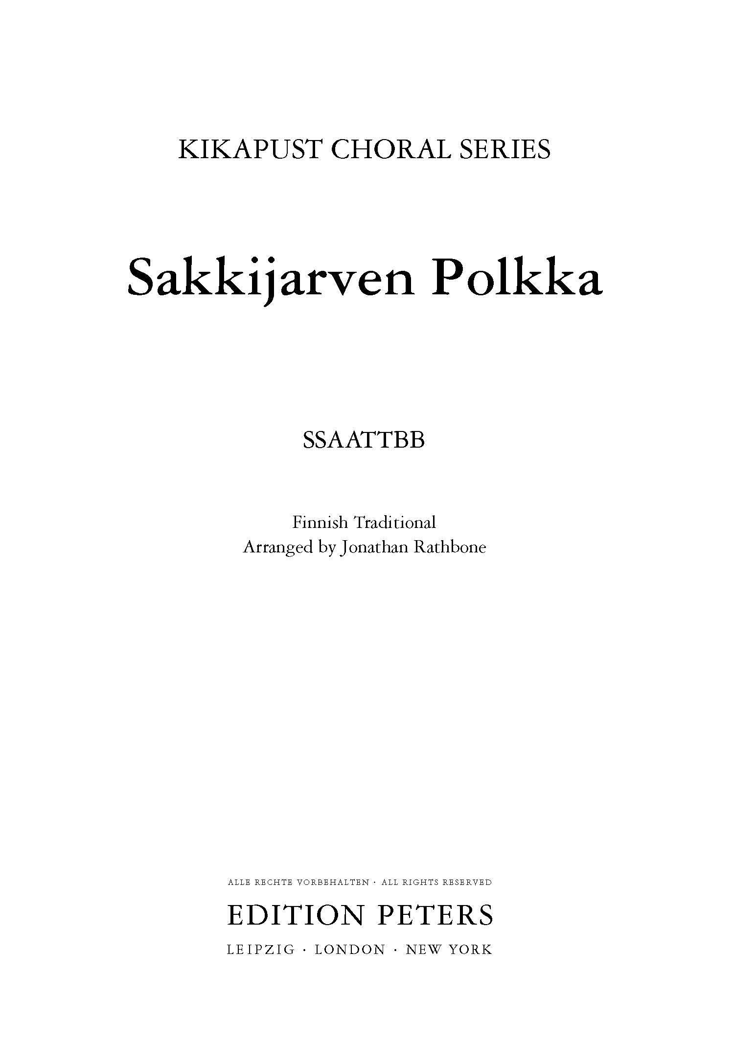 Sakkijarven Polkka (EP77038) - SATB Choral Octavo (Digital Download)