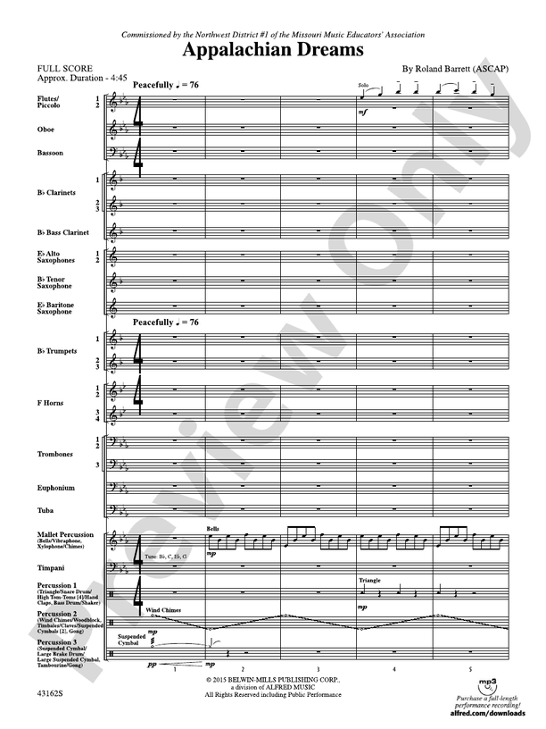 Appalachian Dreams - Concert Band Conductor Score & Parts (Digital Download)