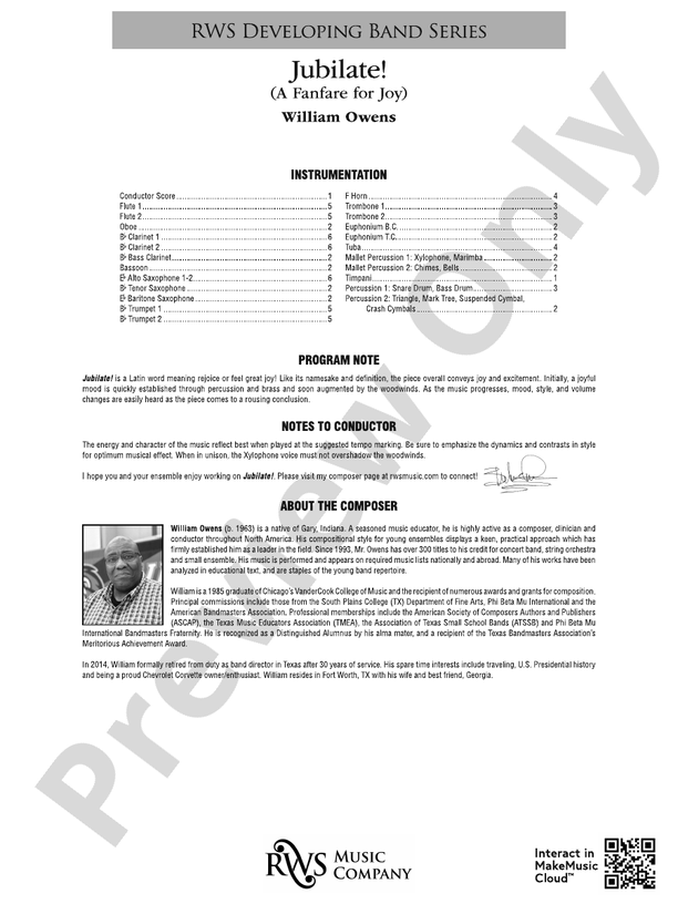 Jubilate! (A Fanfare for Joy) - Concert Band Conductor Score & Parts(Digital Download)