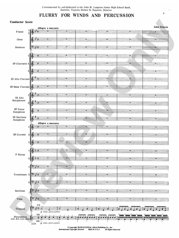 Flurry for Winds and Percussion - Concert Band Conductor Score & Parts (Digital Download)