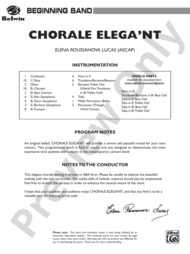 Chorale Elega'nt - Concert Band Conductor Score & Parts (Digital Download)