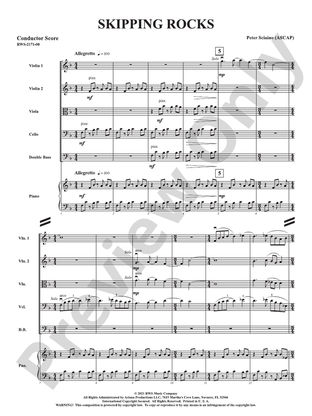 Skipping Rocks - String Orchestra Conductor Score & Parts (Digital Download)