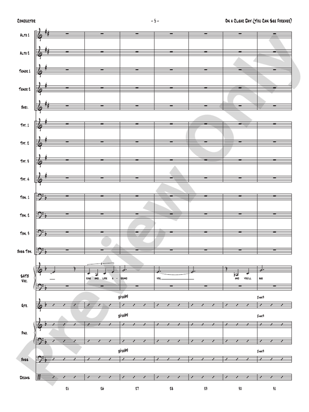 On a Clear Day (You Can See Forever) - Jazz Ensemble Conductor Score & Parts(Digital Download)
