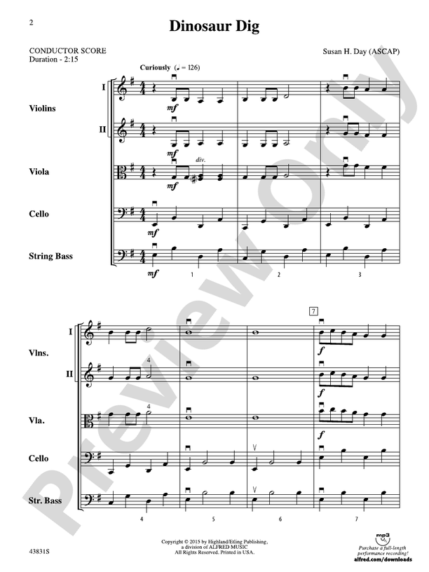 Dinosaur Dig – String Orchestra Conductor Score & Parts (Digital Download)