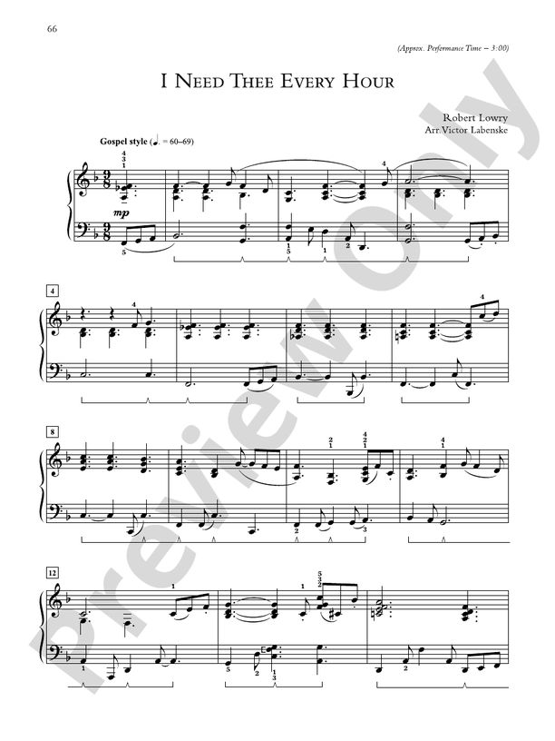 I Need Thee Every Hour - Piano Solo (Digital Download)