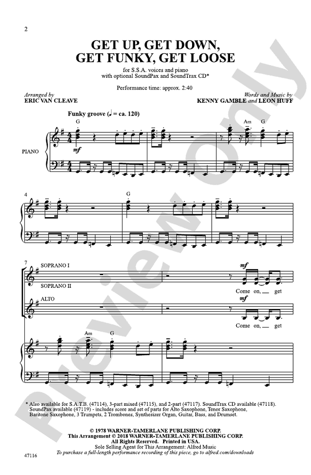Get Up, Get Down, Get Funky, Get Loose – SSA Choral Octavo (Digital Download)