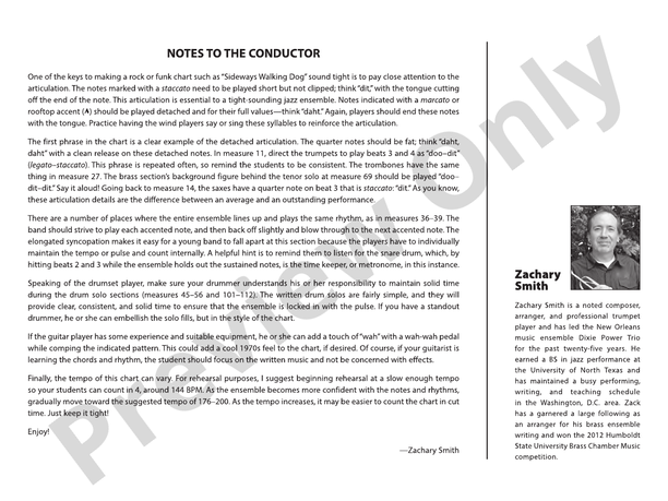 Sideways Walking Dog - Jazz Ensemble Conductor Score & Parts (Digital Download)