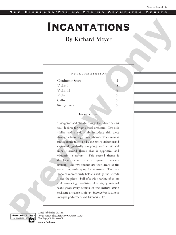 Incantations – String Orchestra Conductor Score & Parts (Digital Download)