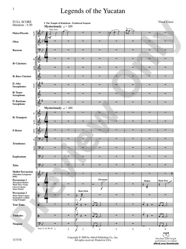 Legends of the Yucatan - Concert Band Conductor Score & Parts (Digital Download)