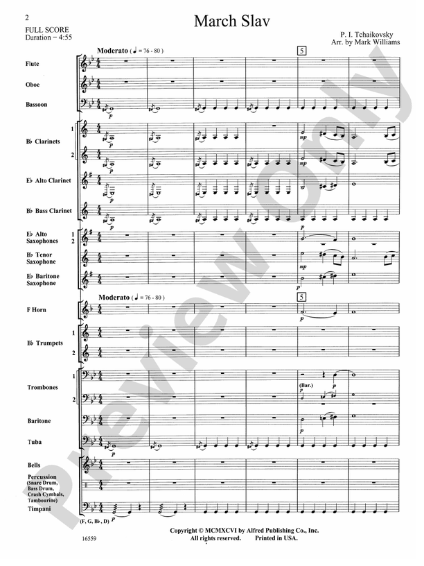 March Slav (Arr. Mark Williams) - Concert Band Conductor Score & Parts (Digital Download)