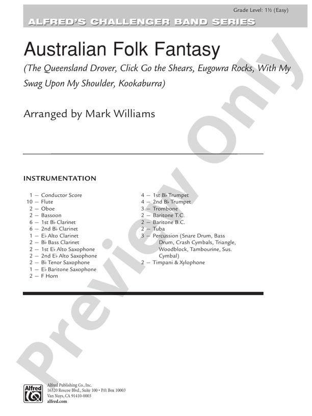 Australian Folk Fantasy - Concert Band Conductor Score & Parts (Digital Download)