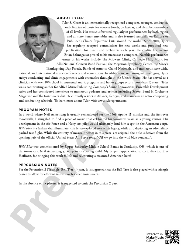 Wild Blue (Flexible Arrangement) - Concert Band Conductor Score & Parts (Digital Download)