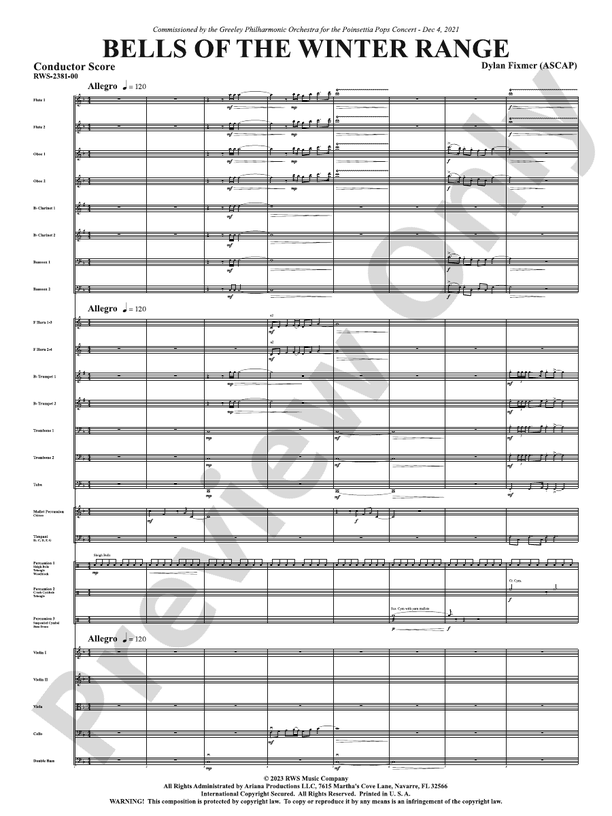 Bells of the Winter Range - Full Orchestra Conductor Score & Parts (Digital Download)