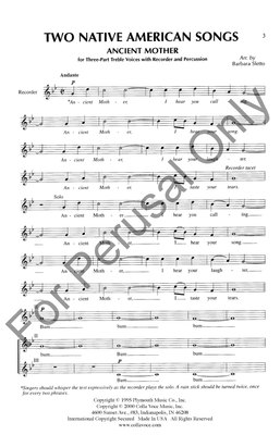Two Native American Songs Ssa Arr Sletto -