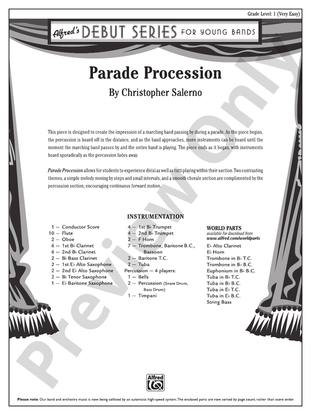 Parade Procession - Concert Band Conductor Score & Parts (Digital Download)