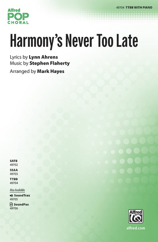 Harmony's Never Too Late - TTBB Choral Octavo (Digital Download)