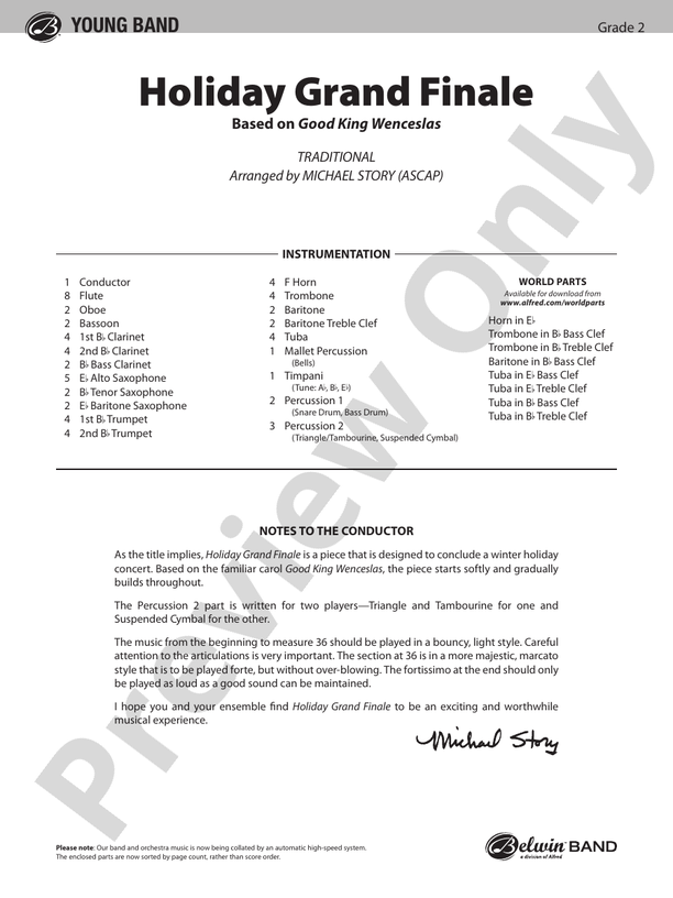 Holiday March (A Concert March for the Holiday Season) - Concert Band Conductor Score & Parts (Digital Download)