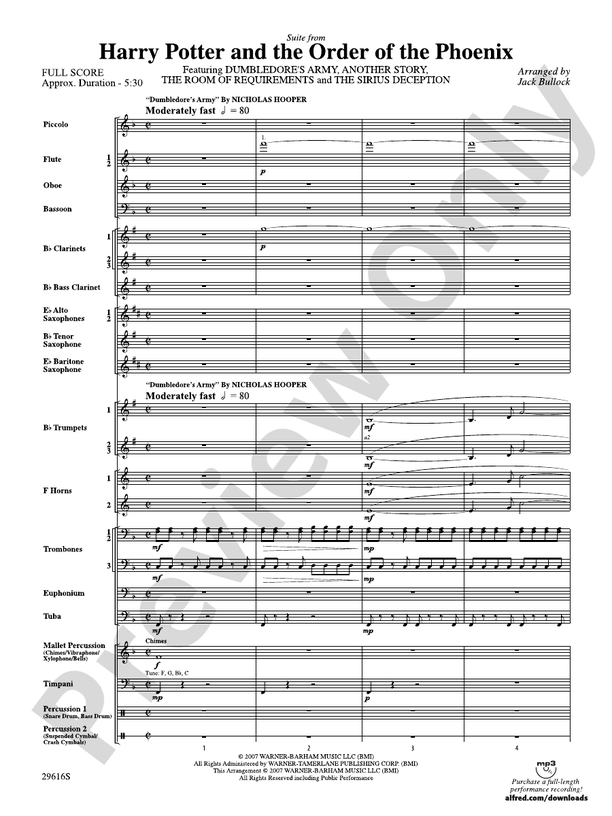 Harry Potter and the Order of the Phoenix, Suite from - Concert Band Conductor Score & Parts (Digital Download)