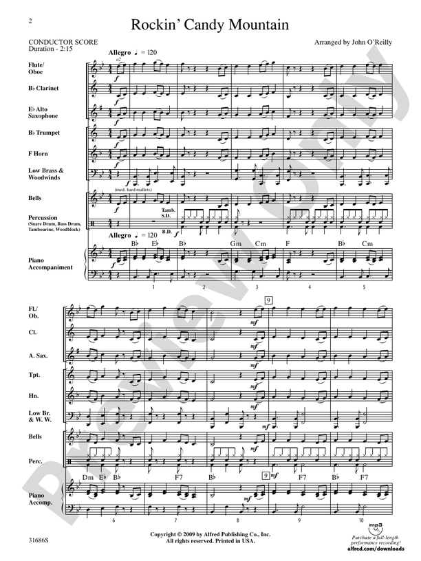 Rockin' Candy Mountain - Concert Band Conductor Score & Parts (Digital Download)