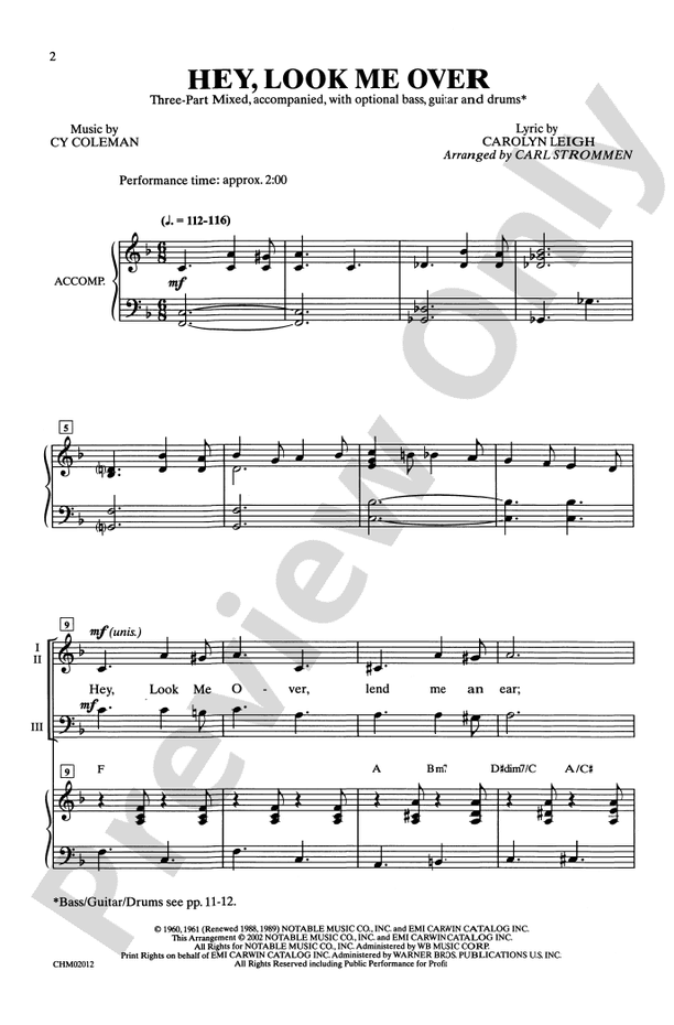 Hey, Look Me Over – 3-Part Mixed Choral Octavo (Digital Download)