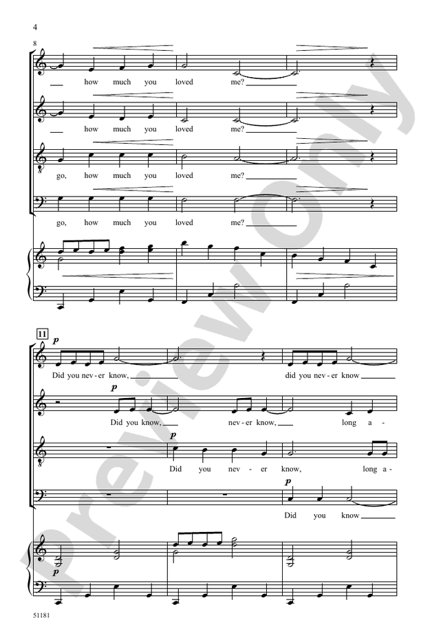 Did You Never Know? - SATB Choral Octavo (Digital Download)